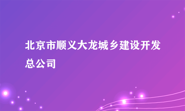 北京市顺义大龙城乡建设开发总公司