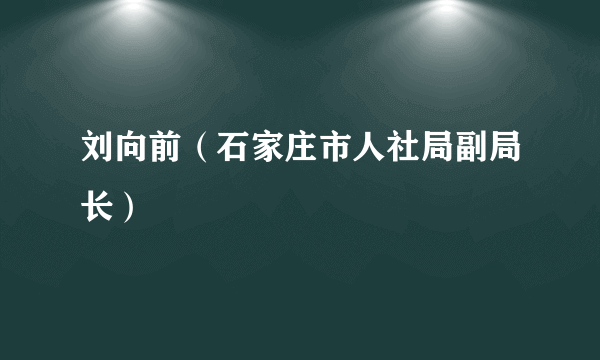 刘向前（石家庄市人社局副局长）