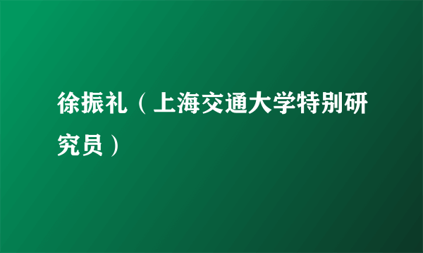 徐振礼（上海交通大学特别研究员）