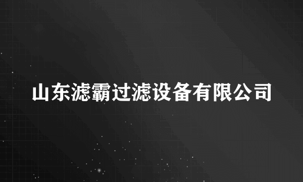 山东滤霸过滤设备有限公司