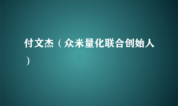 付文杰（众米量化联合创始人）