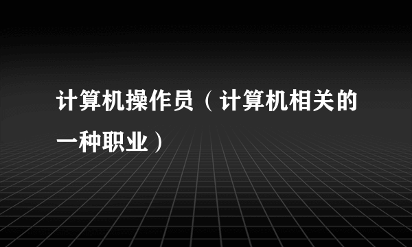 计算机操作员（计算机相关的一种职业）