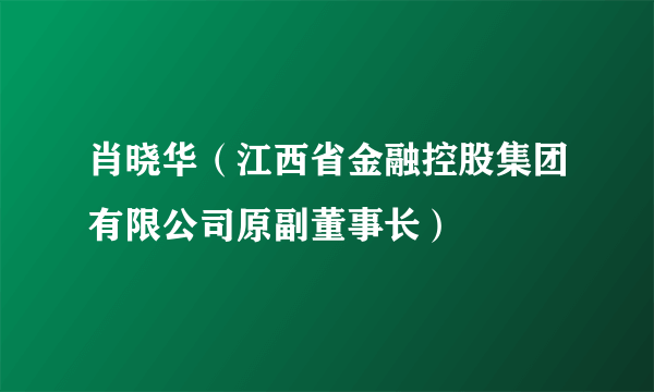 肖晓华（江西省金融控股集团有限公司原副董事长）