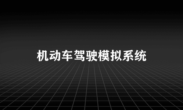 机动车驾驶模拟系统