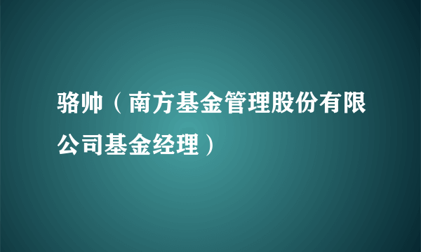 骆帅（南方基金管理股份有限公司基金经理）