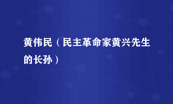 黄伟民（民主革命家黄兴先生的长孙）