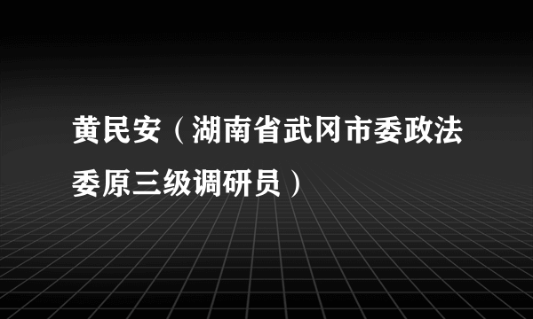 黄民安（湖南省武冈市委政法委原三级调研员）