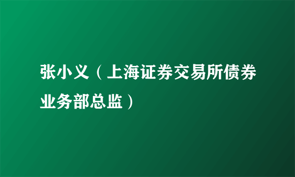 张小义（上海证券交易所债券业务部总监）