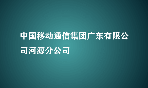 中国移动通信集团广东有限公司河源分公司