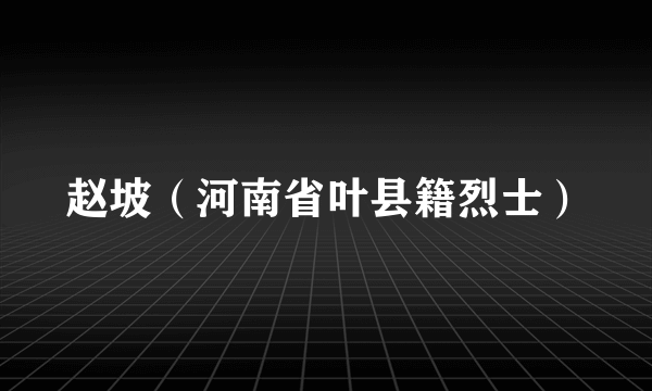 赵坡（河南省叶县籍烈士）