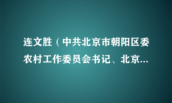 连文胜（中共北京市朝阳区委农村工作委员会书记、北京市朝阳区农业农村局局长、北京市朝阳区乡村振兴局局长）