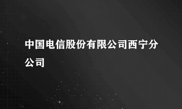 中国电信股份有限公司西宁分公司