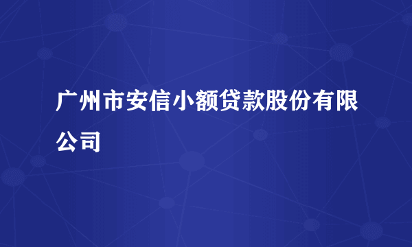 广州市安信小额贷款股份有限公司