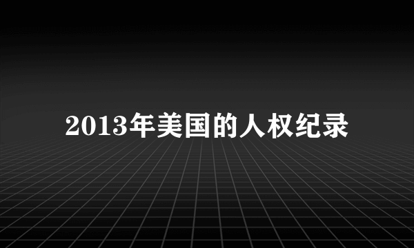 2013年美国的人权纪录