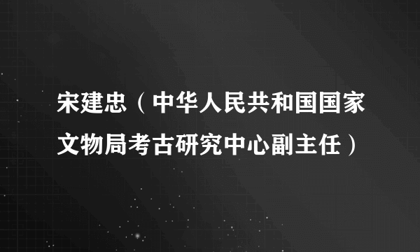 宋建忠（中华人民共和国国家文物局考古研究中心副主任）