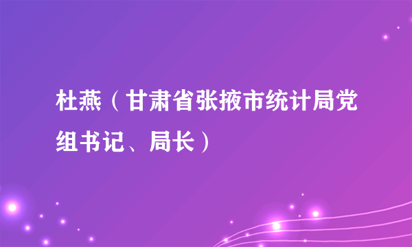 杜燕（甘肃省张掖市统计局党组书记、局长）