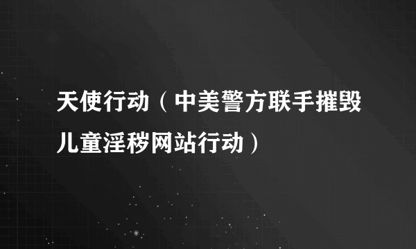 天使行动（中美警方联手摧毁儿童淫秽网站行动）