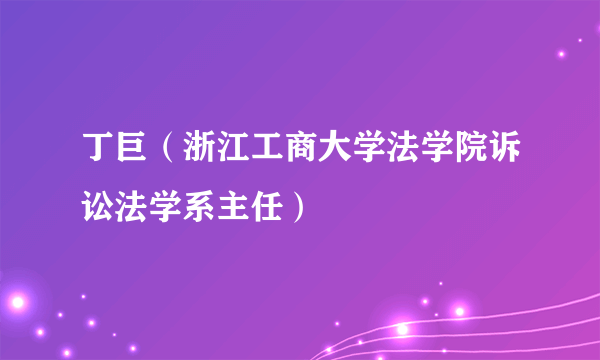 丁巨（浙江工商大学法学院诉讼法学系主任）